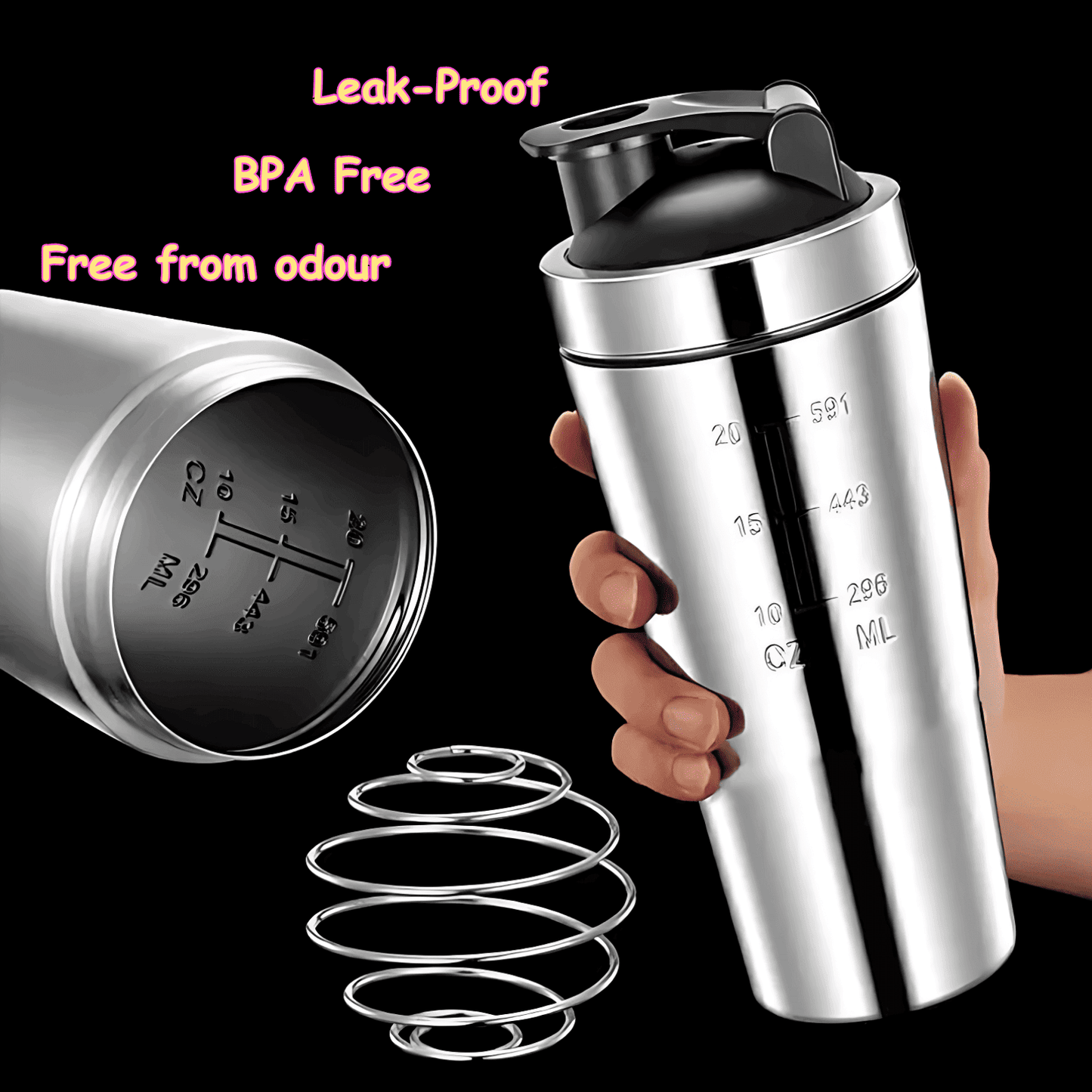 750ML Stainless Steel Protein Shaker Bottle