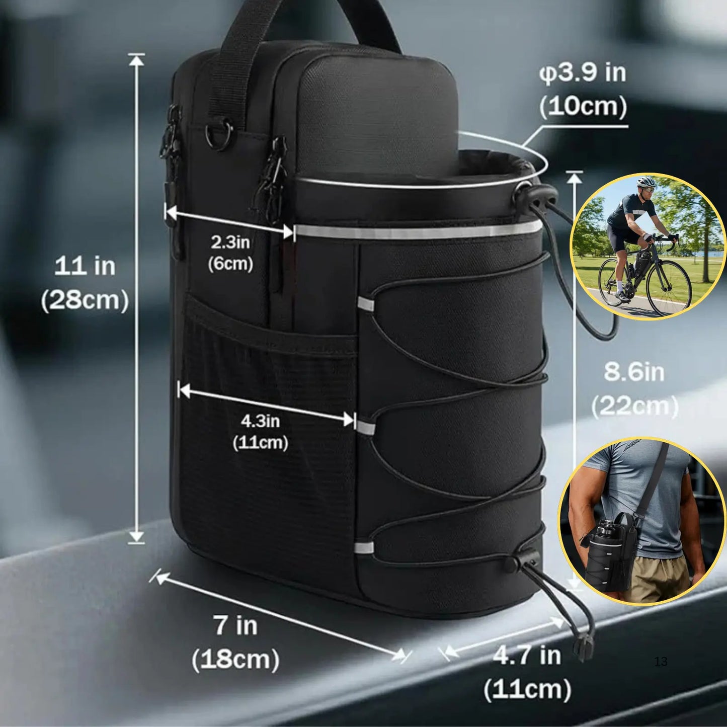 Magnetic Water Bottle Sling Bag for Gym, Hiking & Outdoors