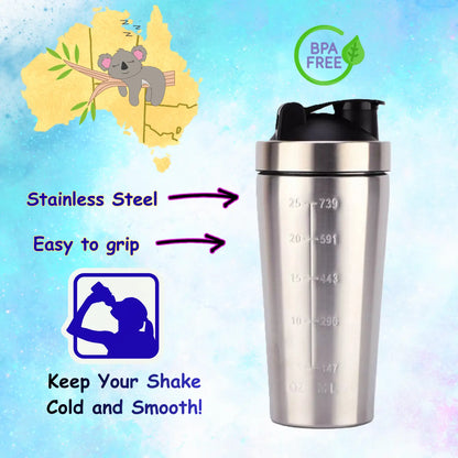 750ML Stainless Steel Protein Shaker Bottle