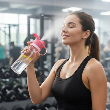 600ML Spray Mist Drinking Water Bottle | Leak-Proof, Portable & Refillable