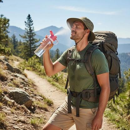 600ML Spray Mist Drinking Water Bottle | Leak-Proof, Portable & Refillable