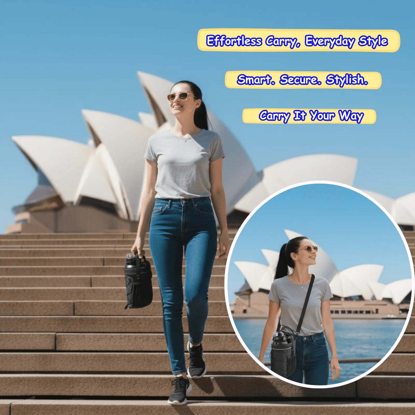 Magnetic Water Bottle Sling Bag for Gym, Hiking & Outdoors